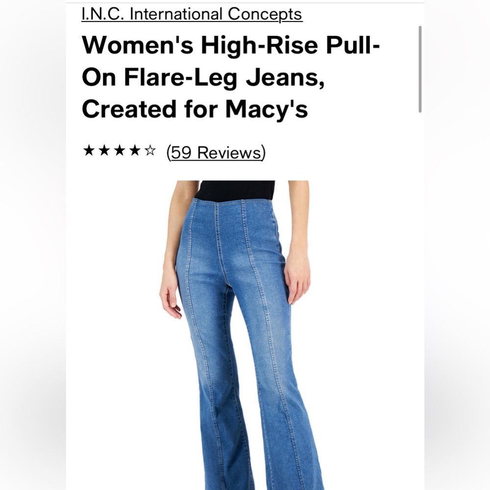 Fall Y'all!! Fit and flare jeans, pull on jeans. Size 14. I.N.C. For Macy's.